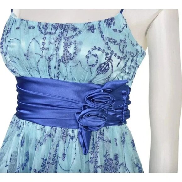 Beata Studio Dress Prom Grad Formal Blue Silver Size 5 - Picture 4 of 12